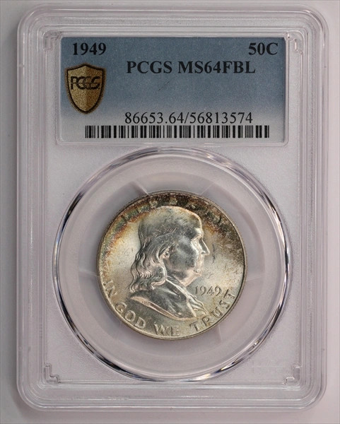 1949 Franklin Half Dollar PCGS MS64FBL Toned