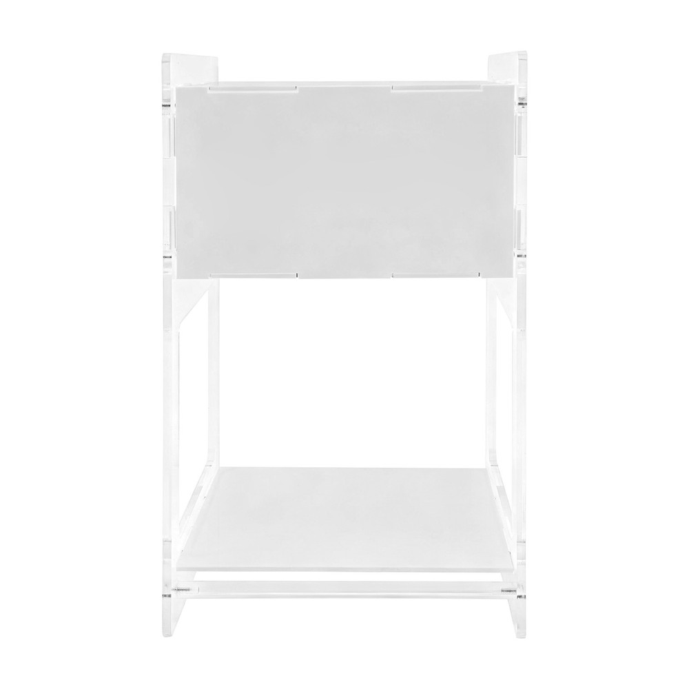 White Acrylic Side Table, Acrylic Nightstand, Rectangle Storage Shelf