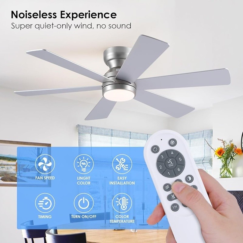 Ceiling Fan W/ Lights Remote Control Dimming Reversible Motor Indoor Use 46"