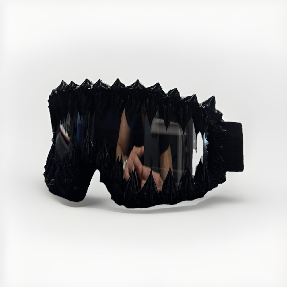 Black Spiked Ski Goggles Adjustable Strap