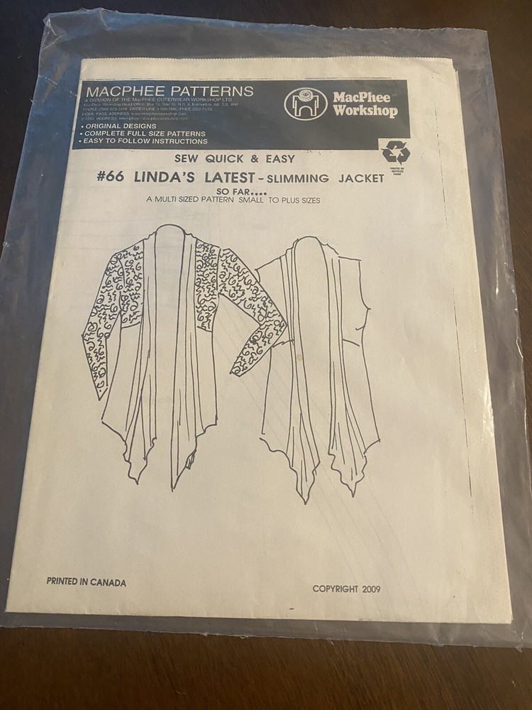 MacPhee Patterns Book Slimming Jacket #66 Sealed Uncut