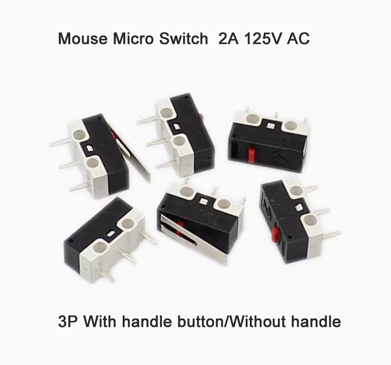 10Pcs Mouse Micro Switch 3P With handle button/Without handle 2A 125V AC