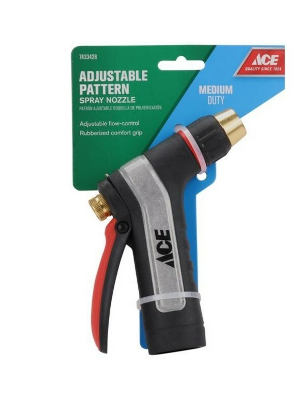 Ace Rubberized Grip Adjustable Pattern  Shower and Stream Metal Hose Nozzle