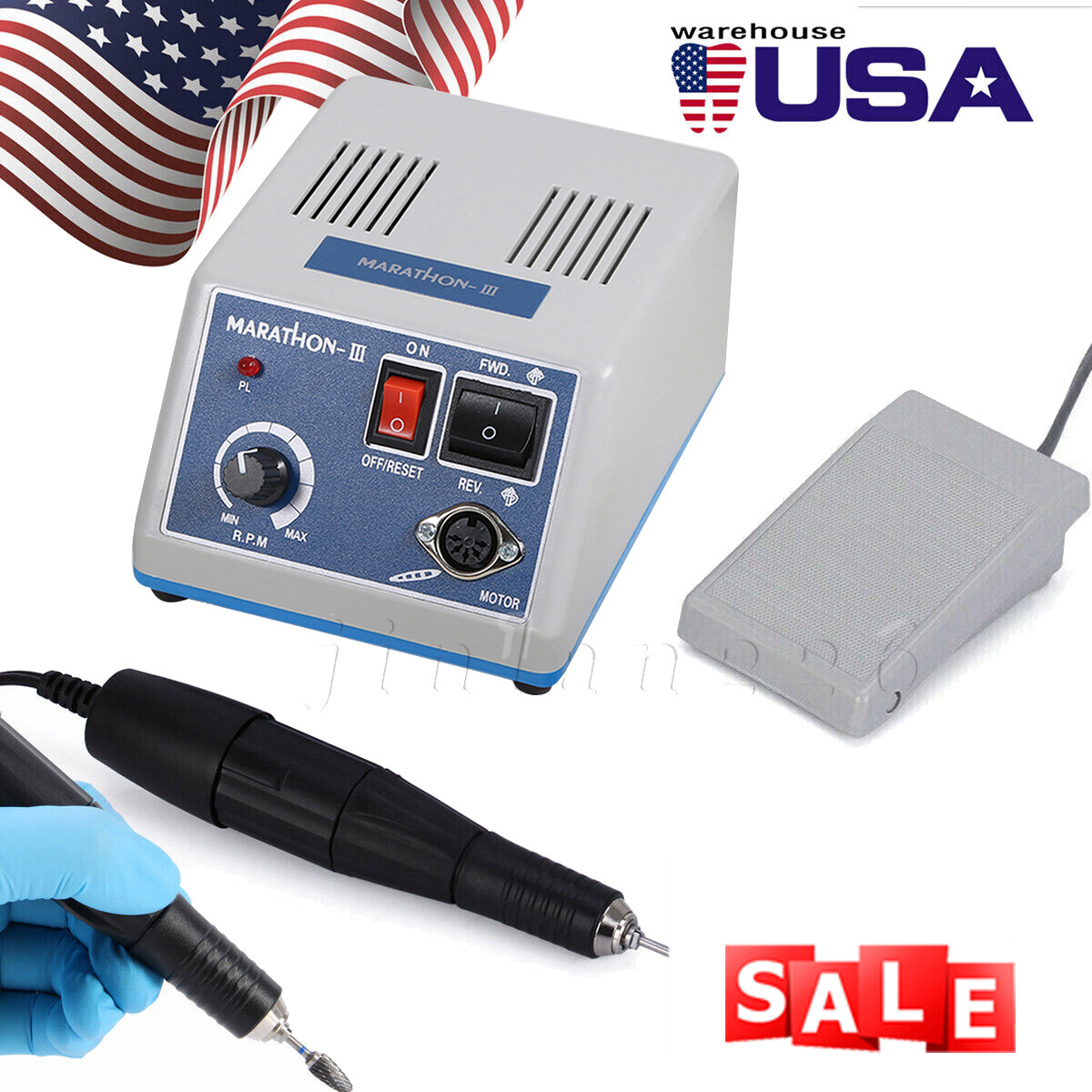 Dental Lab Marathon Electric Micromotor Polishing Unit + 35K rpm Motor Handpiece