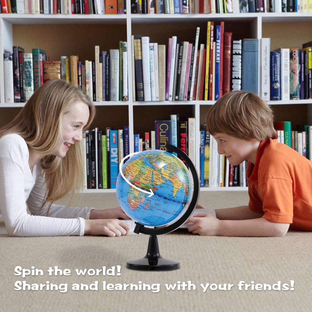 4'' World Globe for Kids Learning, Educational Rotating World Map Globes Mini...