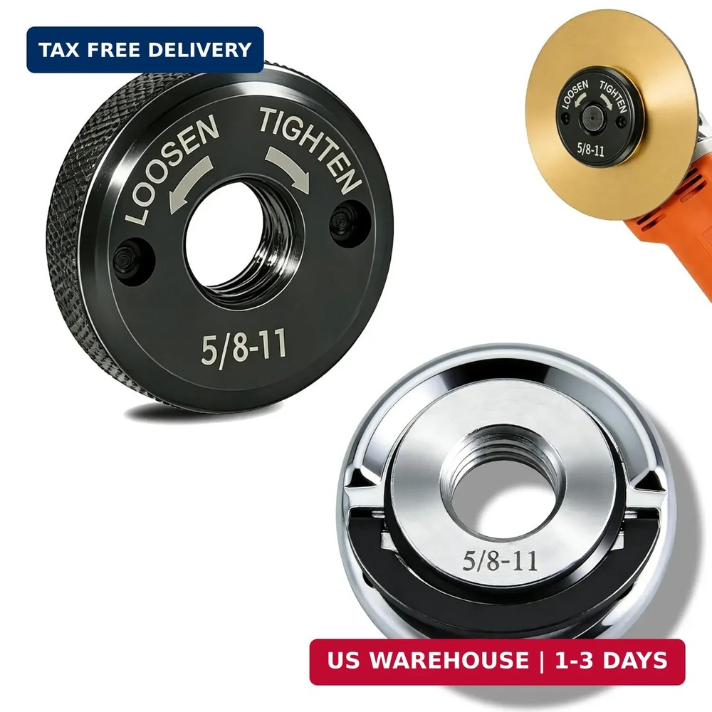 2-Pack 5/8"-11 Angle Grinder Flange Nuts, Tool-Free Quick Release Self Locking M