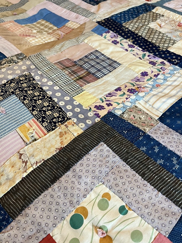 Antique Handmade Quilt Log Cabin