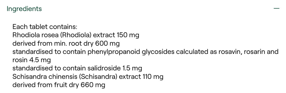 MediHerb Rhodiola & Schisandra 60 Tablets