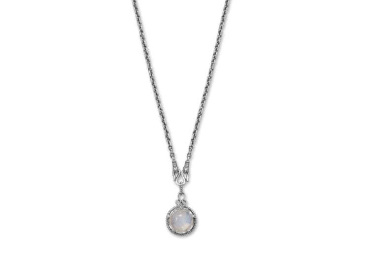 Oxidized Reversible Lapis and Rainbow Moonstone Necklace