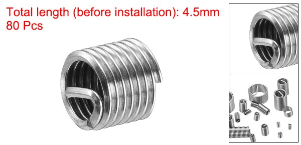 80pcs Wire Thread Inserts M6 x 1 1D Helical Threaded Sleeve