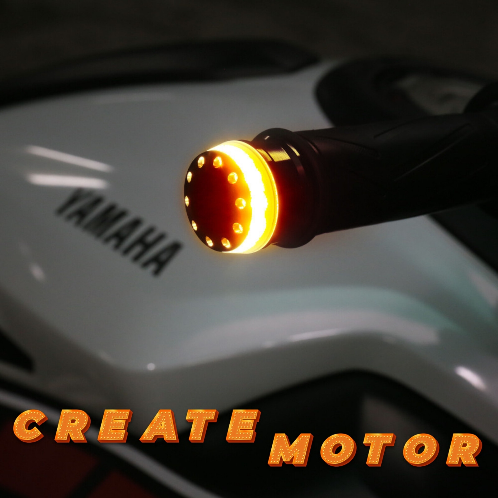 Motorcycle LED Bar End Lights | Amber Turn Signal Indicators | Black Finish