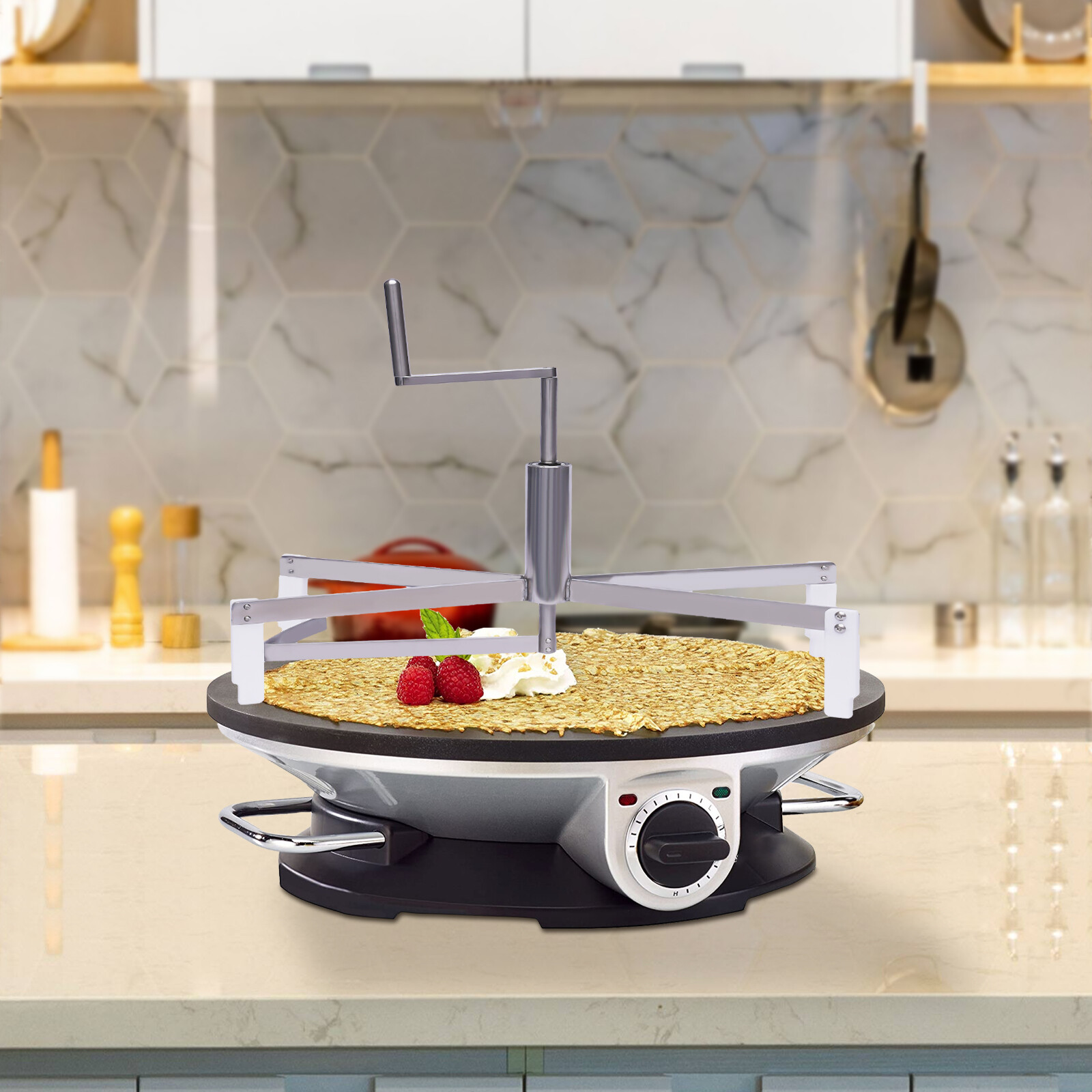 Pancake Maker Batter Spreader Crepe Machine Plate Stainless Steel Kitchen 40cm