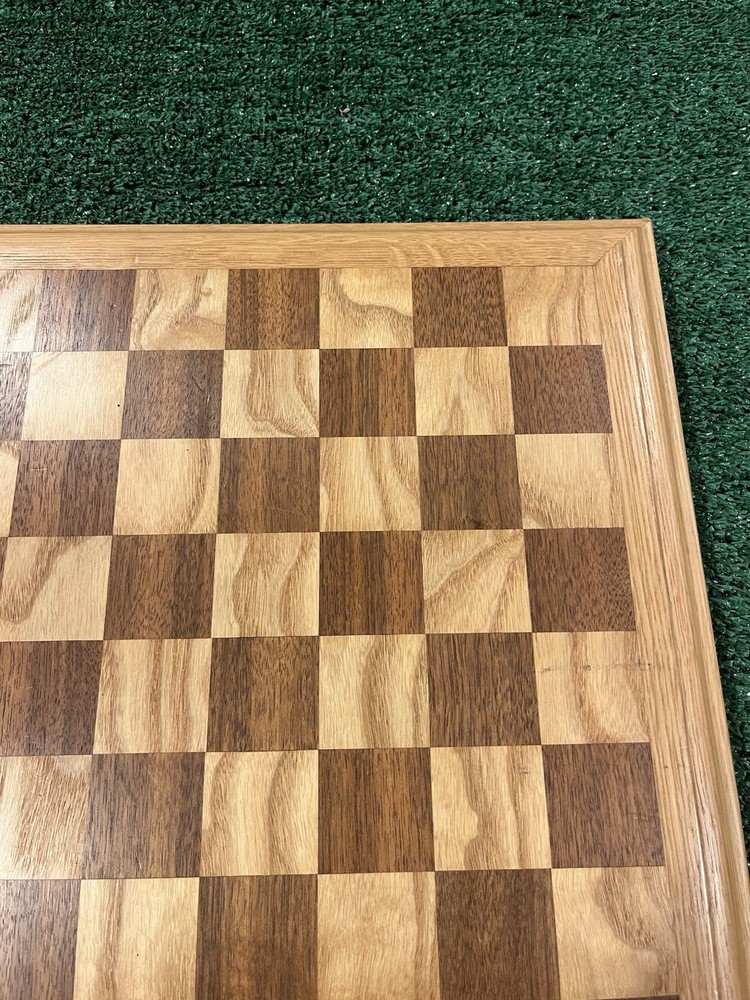 Vintage Hand Made Solid Oak Chess-Checker Board