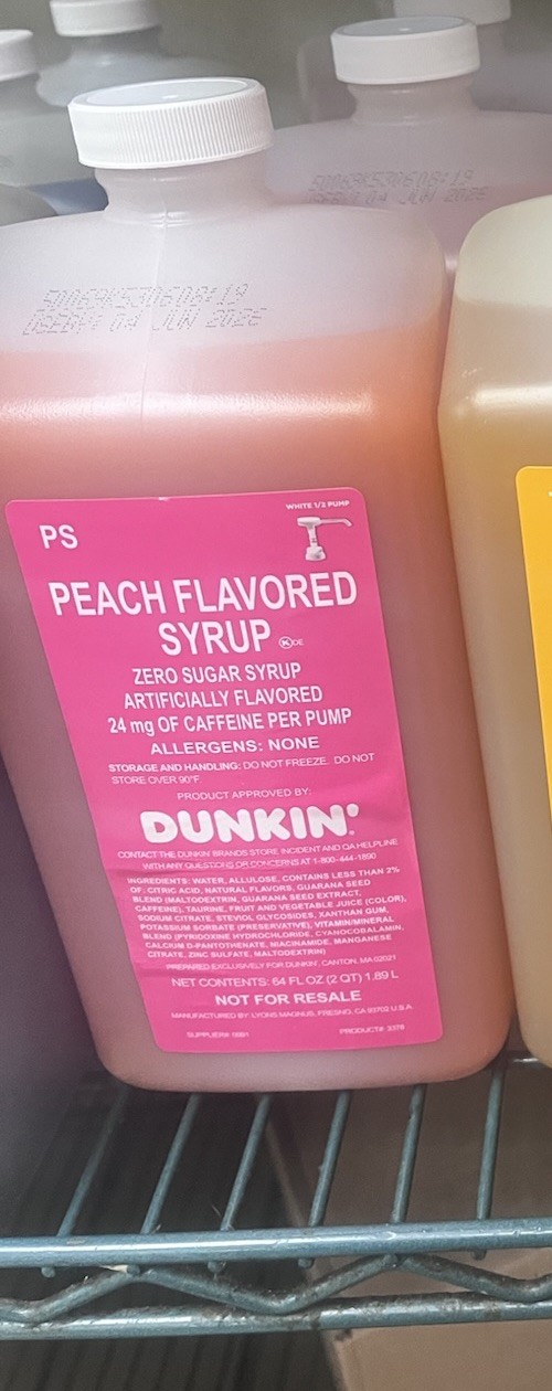 Dunkin Peach Energy Zero Syrup With Pump