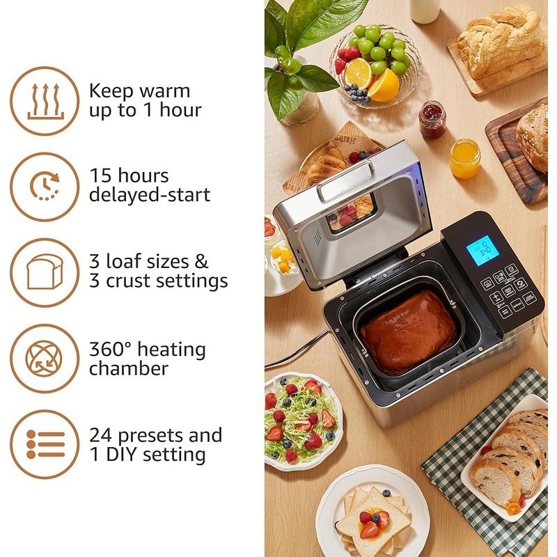 Non-toxic Ceramic Bread Maker 19 Programs Touch Control Fresh Homemade Bread New