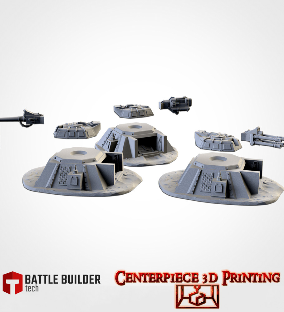 Turret Bunkers - 3d printed Tabletop Terrain Scenery for Grim Future