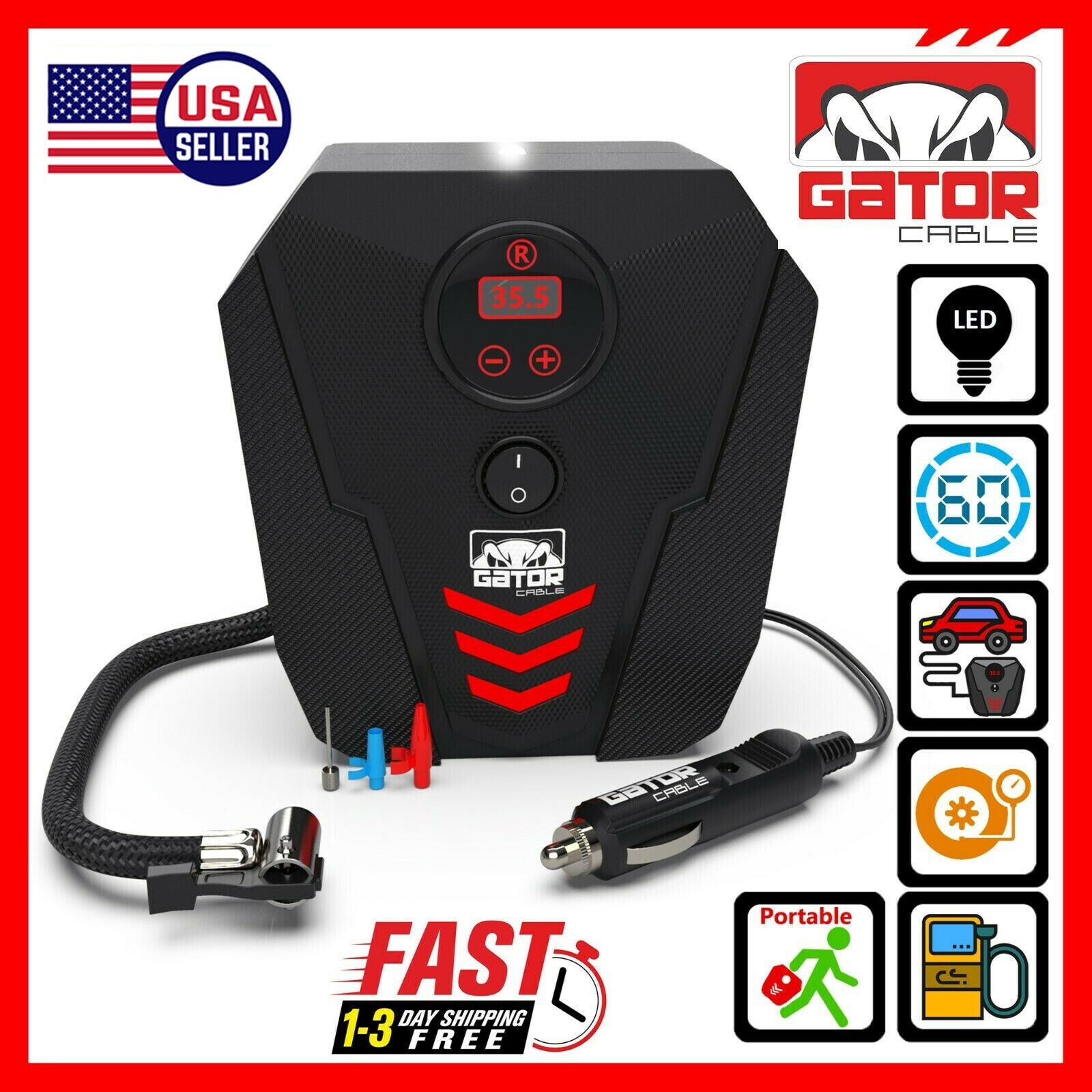 Car Tire Air Pump Inflator Compressor Digital Electric Auto Portable 150PSI 12V