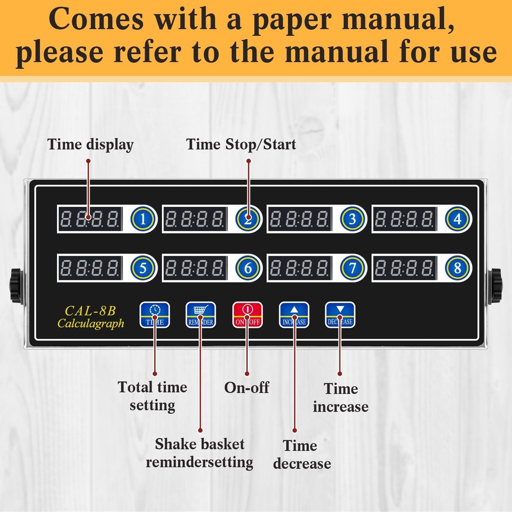 1 Pack Commercial 8 Channel Digital Kitchen Timer, Multi-Countdown Timer with...
