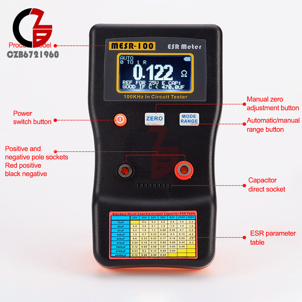 MESR-100 ESR Capacitance Ohm Meter Capacitance Internal Resistance Circuit Test