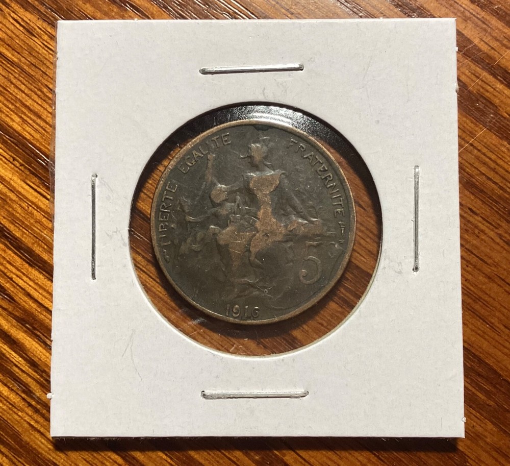 France 1916 5 Centimes Coin (VF)