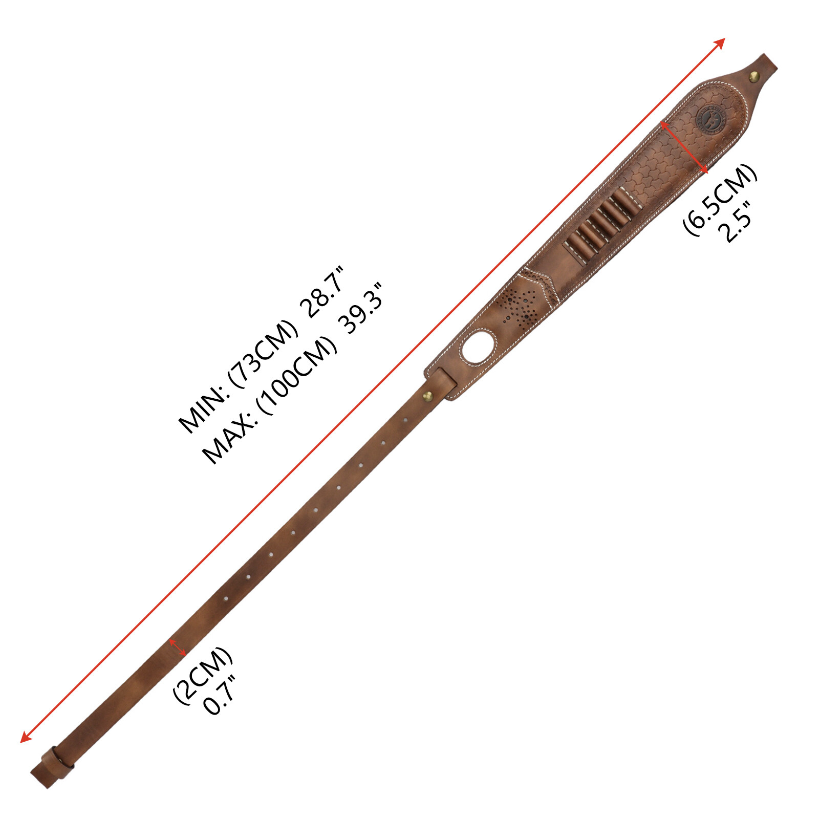 TOURBON 2 Points Genuine Leather Gun Sling Rifle Ammo Carry Strap Rest Hole