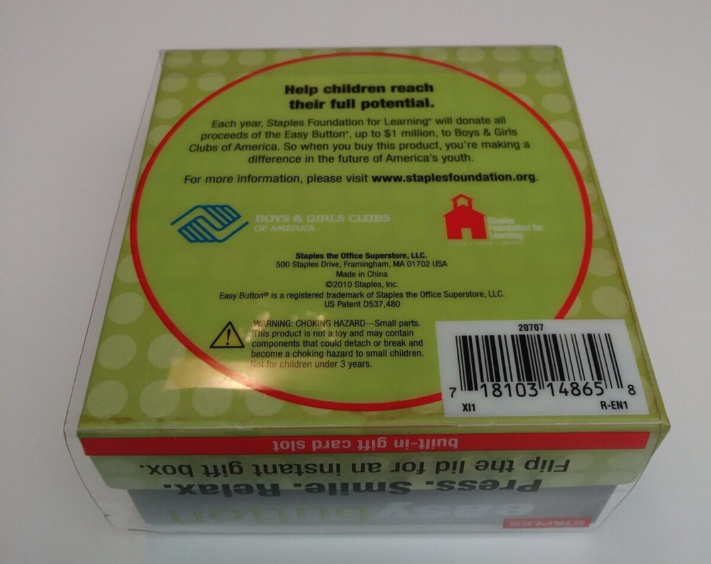 Staples Easybutton, "That Was Easy", Original Gift Box Packaging