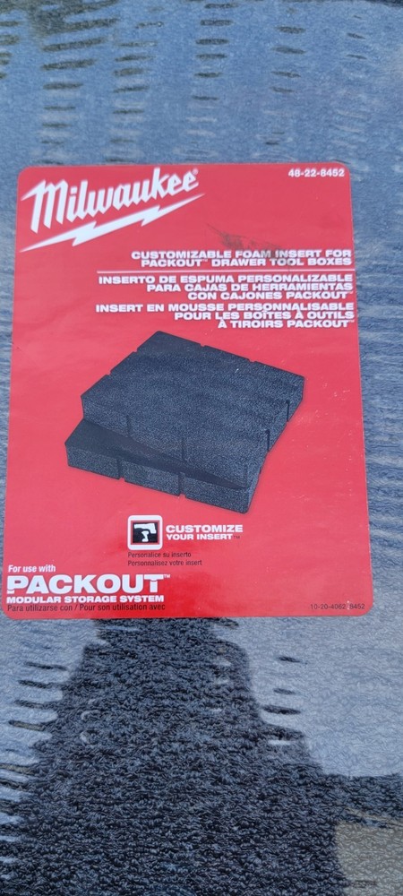Milwaukee 48-22-8452 Packout Foam Insert For Drawer Tool Boxes Customize Insert