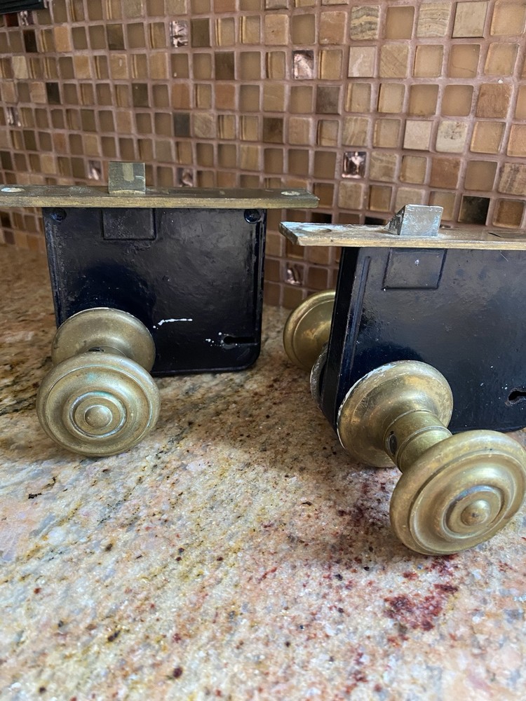 Antique / Vintage 2 Sets Solid Brass Door knob Hardware Set 🔥
