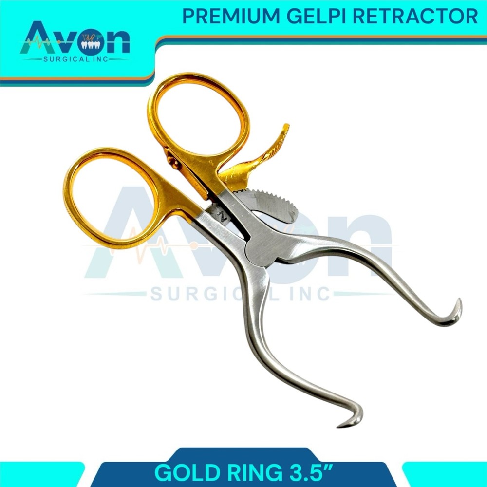 Self Retaining Sharp Pronged Retractor Spreader, Gold Handle, Premium (1 Piece)