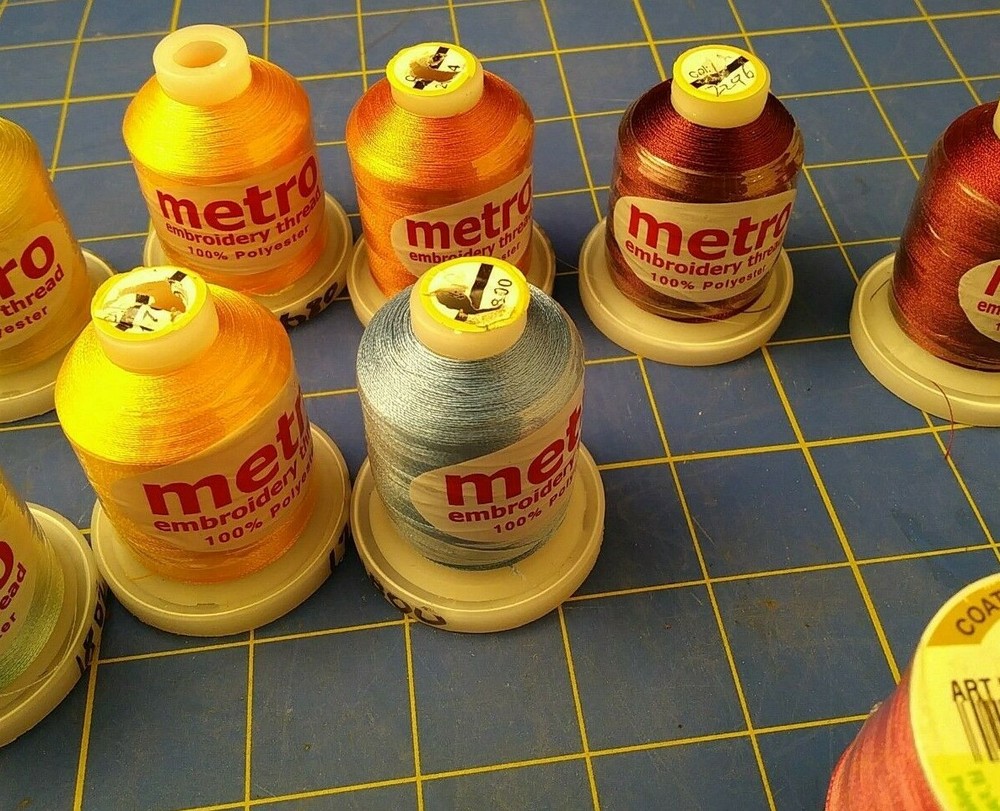 LOT 12 METRO Embroidery Thread 100% Polyester solid colors and one Coast & Clark