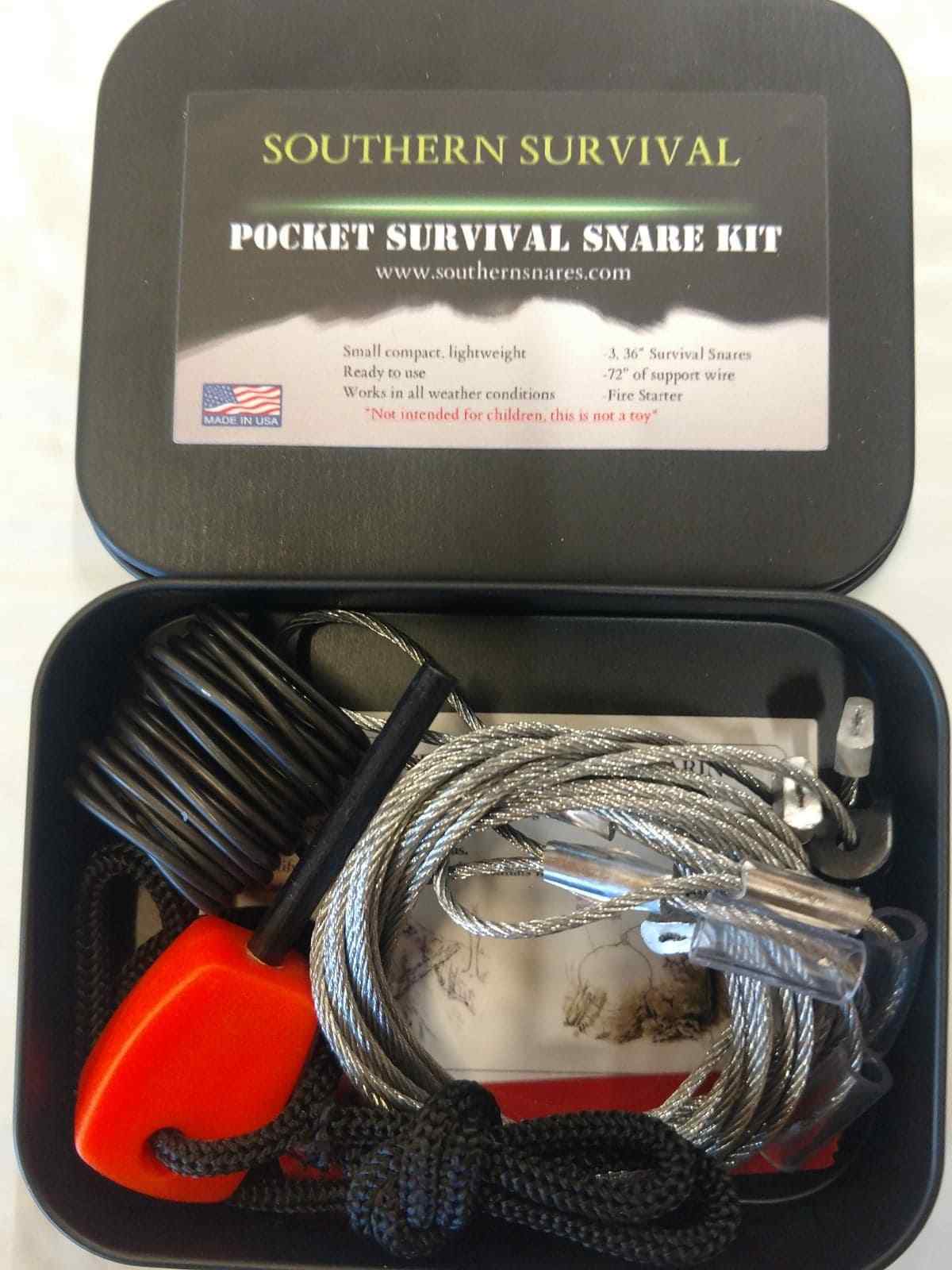 SURVIVAL SNARE KIT POCKET SIZE SMALL EASY TO CARRY SURVIVAL SNARE TIN SNARE KIT