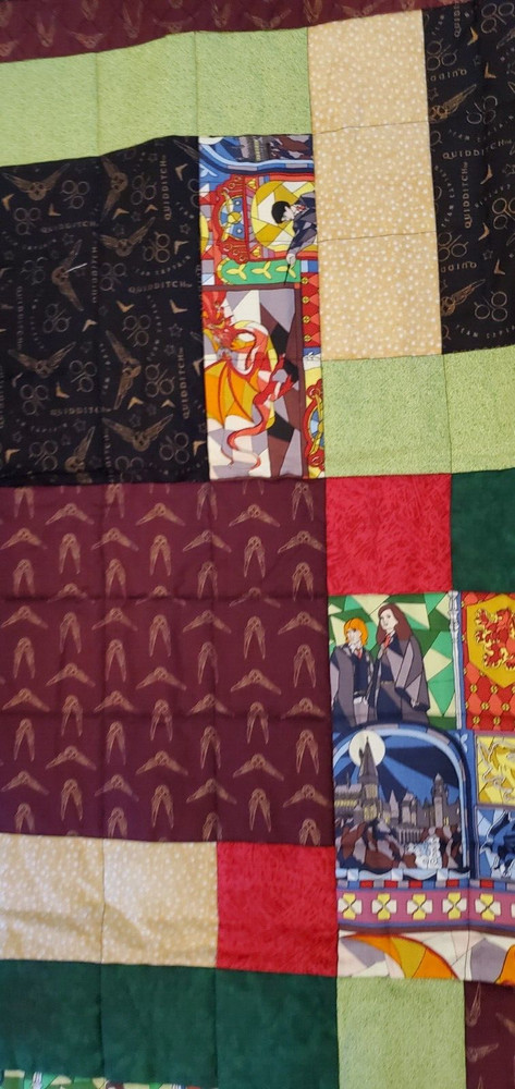 Harry Potter Themed Handmade Lap Quilt 38” x 50” Patchwork Blanket