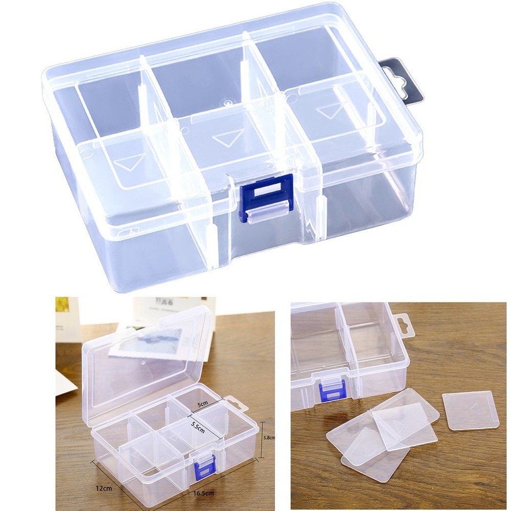 Practical and Portable Adjustable Plastic Screw Holder Case with 6 Grids