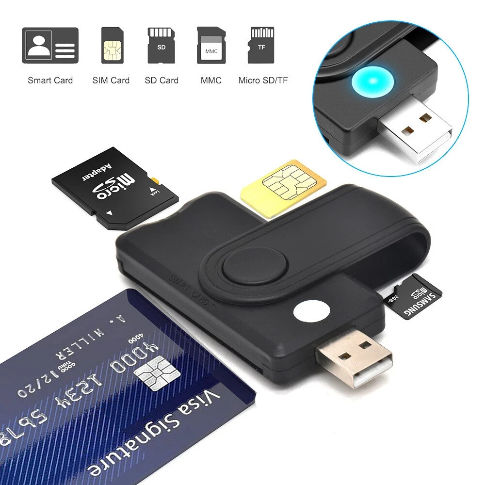 Multifunctional USB 2.0 TF SD SIM ID Card Reader Memory Adapter for PC Laptop