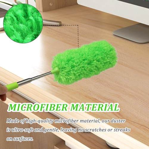 4 Pack Microfiber Feather Duster, with Extendable Pole and Bendable Head,