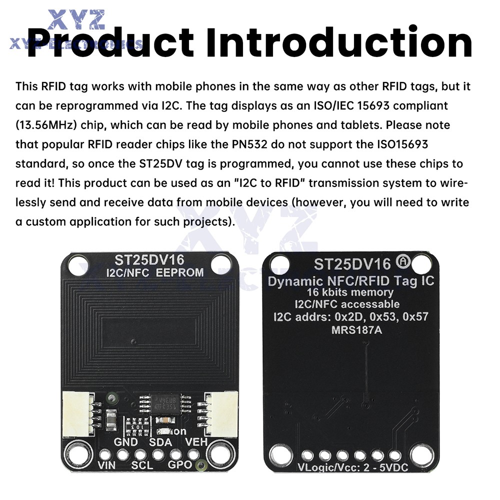 ST25DV16K I2C RFID Dynamic Tag Module Compatible with STEMMA QT/Qwiic Interface