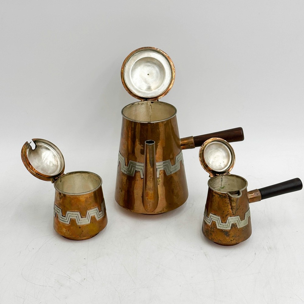 Cobre Mexico Applied Silver Copper Tea Coffee Set