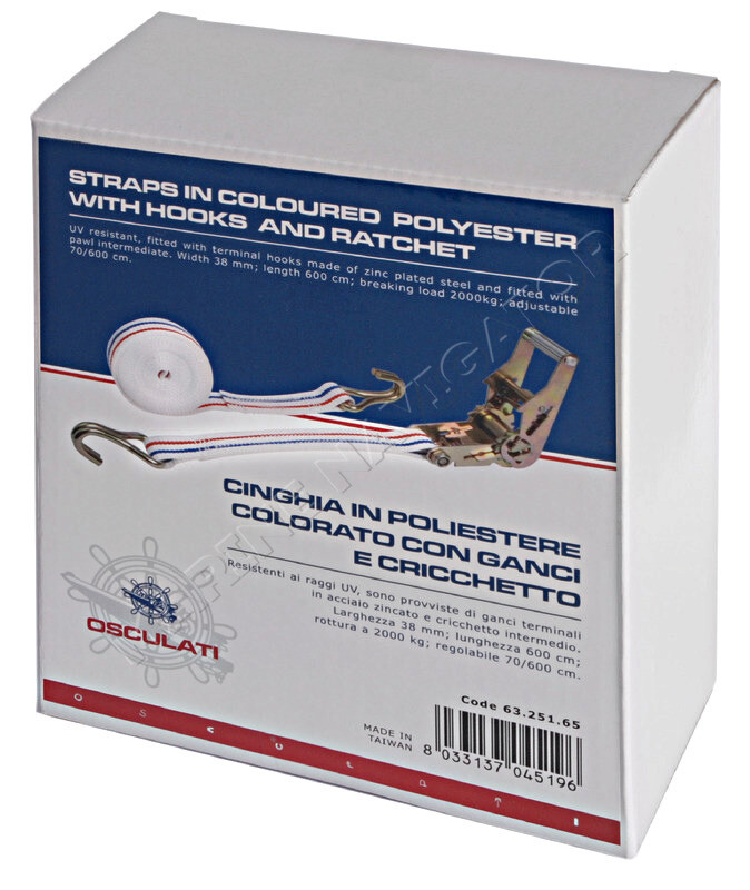 Osculati Coloured polyester strap with hook 38 mm 515 cm