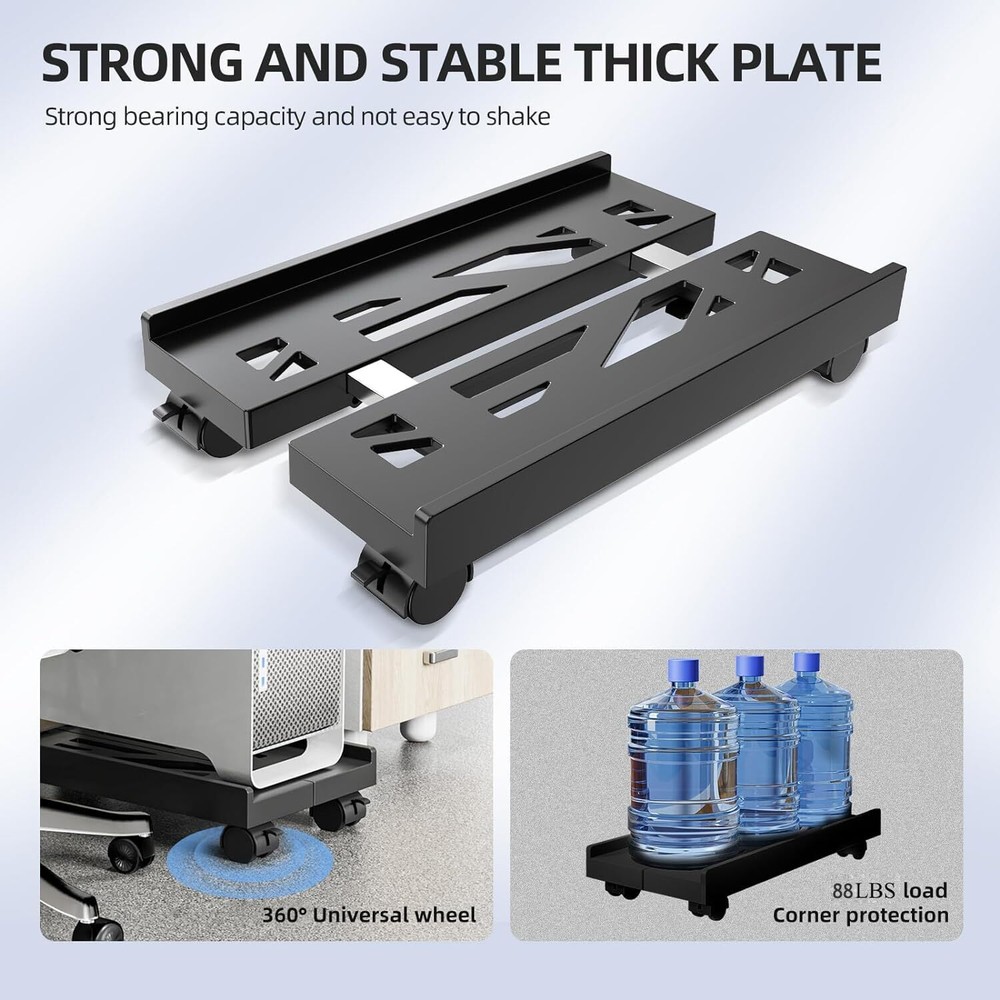 Adjustable Mobile CPU Stand, Ventilated Computer Tower Stand PC Tower Stand with
