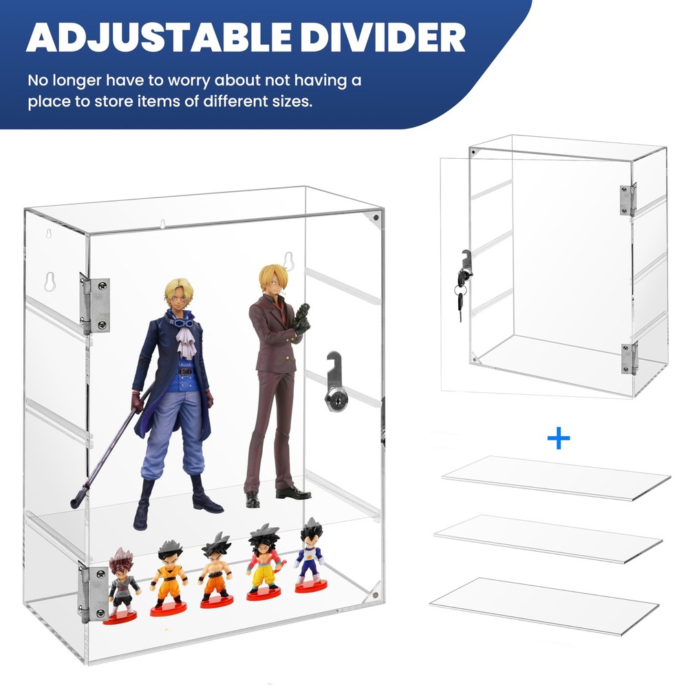 Acrylic Display Case with Lock Key, Removable 4-Tier Clear Acrylic Display Ca...