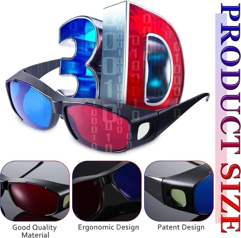 Comfortable 3D Glasses Set - 2 Pieces Red Blue for All Your Viewing Needs