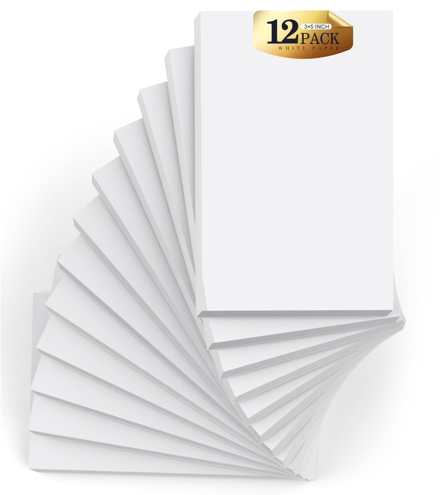 Bulk 3x5 White Notepads - 10 Pack, 100 Sheets Smooth Writing Pads
