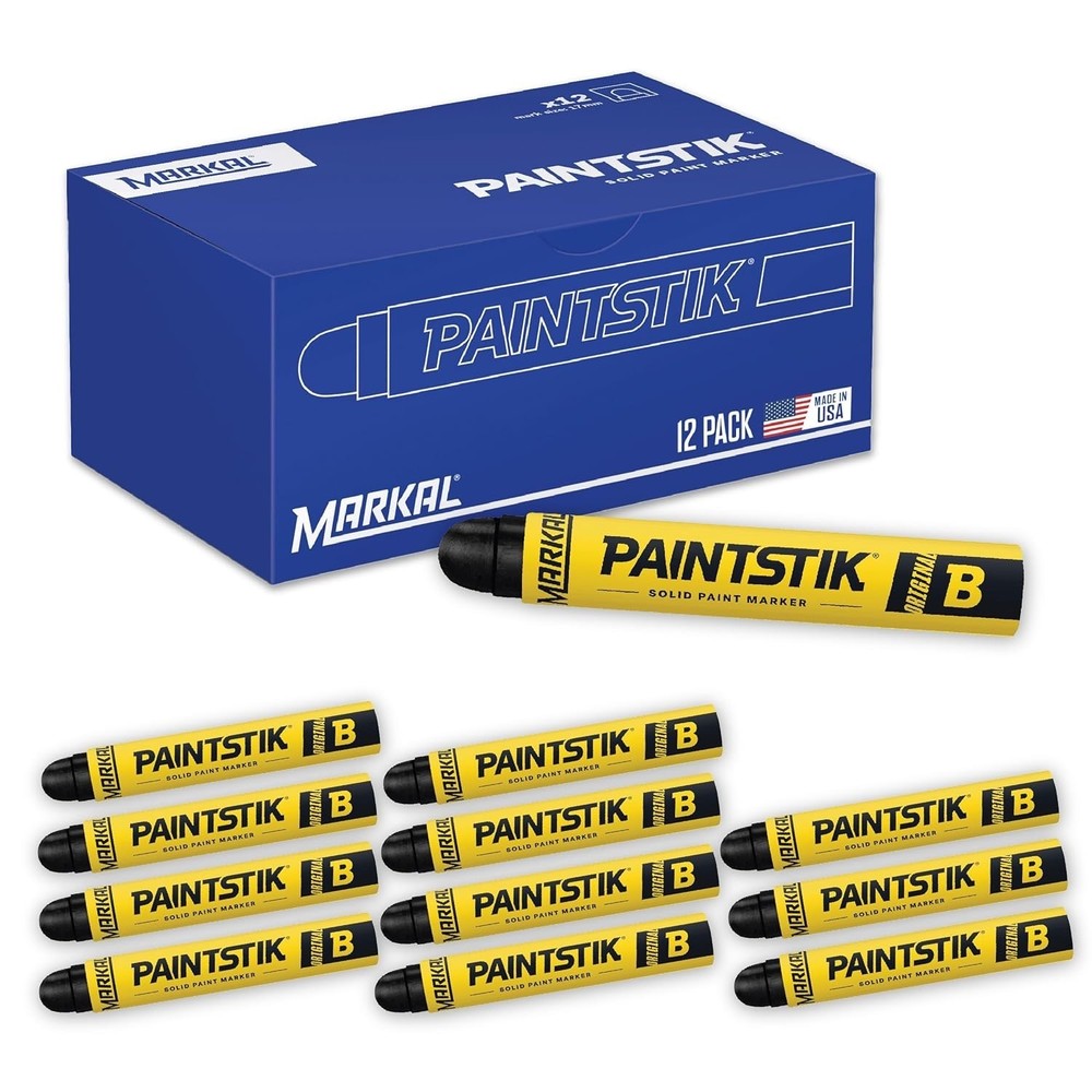 Open Box 10 pcs Markal 80223 Paintstik Solid Paint Stick, Black-See Description