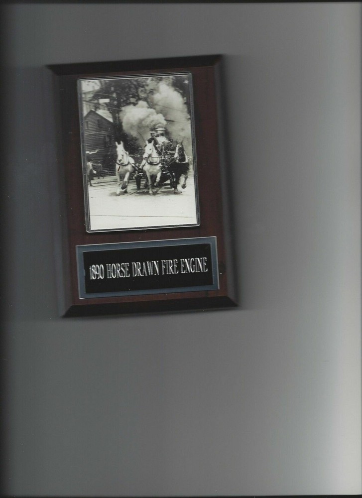 1890 HORSE DRAWN FIRE ENGINE PLAQUE FIREFIGHTING ACTION