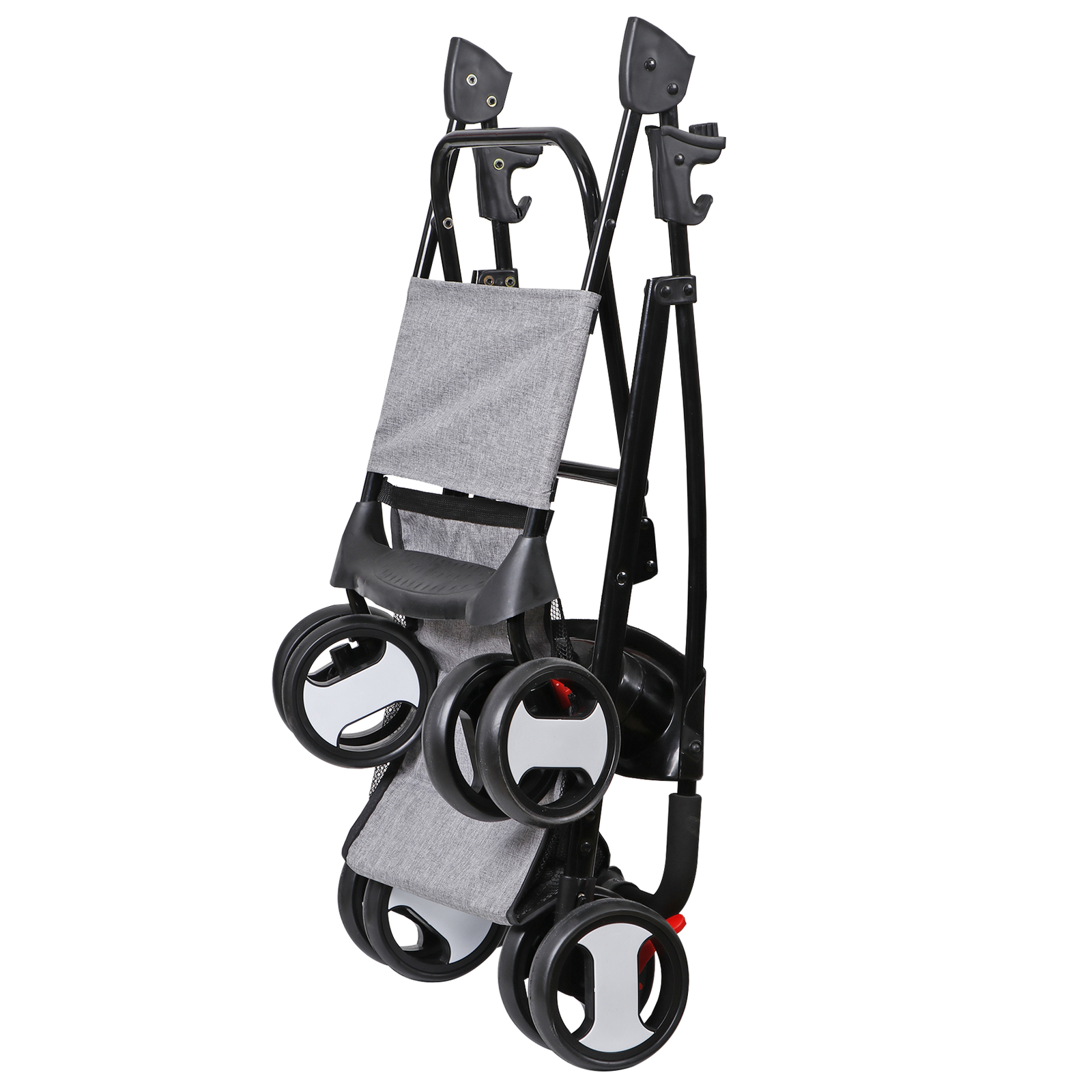 Pet Stroller Foldable Dog Cat Jogger Stroller w/4 Wheel & Detachable Basket Gray