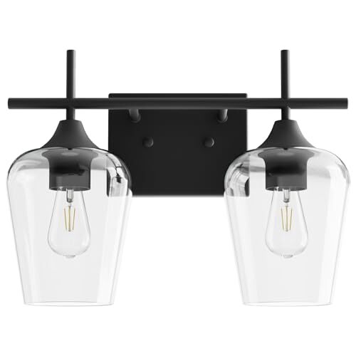 Bathroom Vanity Light, 2 Light Bathroom Light Fixture Over 2-Light Black