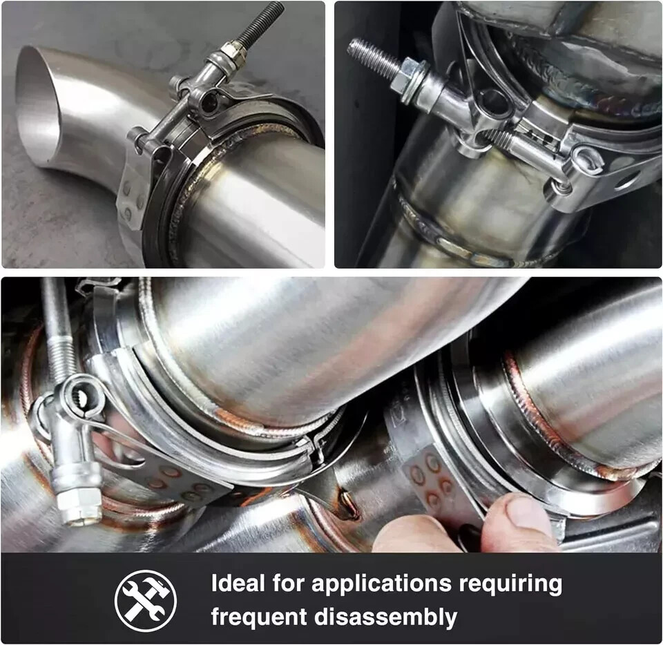 V-Band Clamp & Flange Kit SS304 Stainless 2'' 2.25'' 2.5'' 2.75'' 3'' 3.5'' 4''