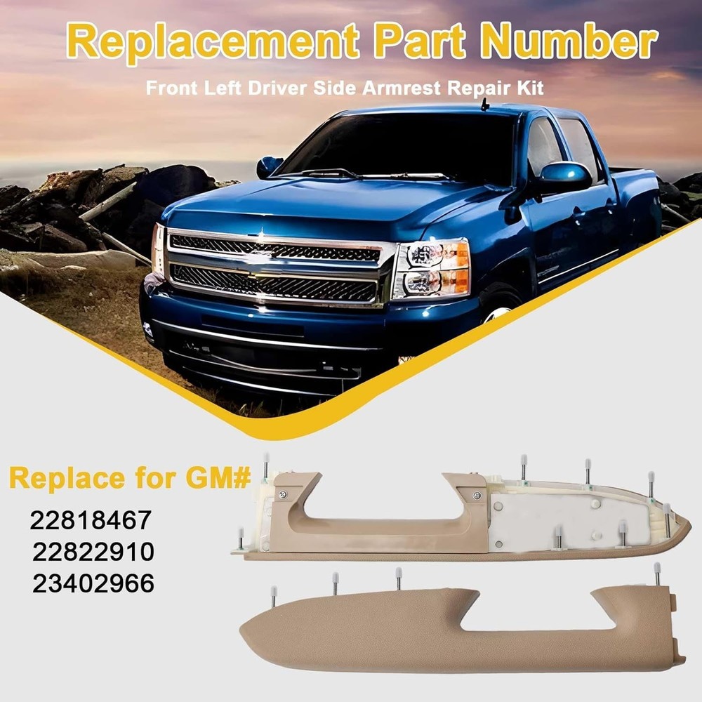 Front Left Driver Side Armrest for Chevy Silverado - Beige