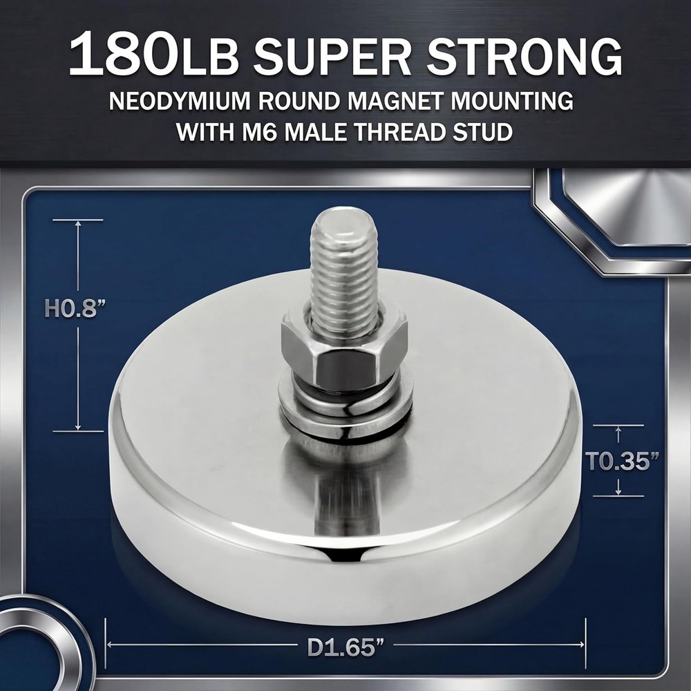 Super Powerful Neodymium Round Magnet - 180lb Vertical Pull