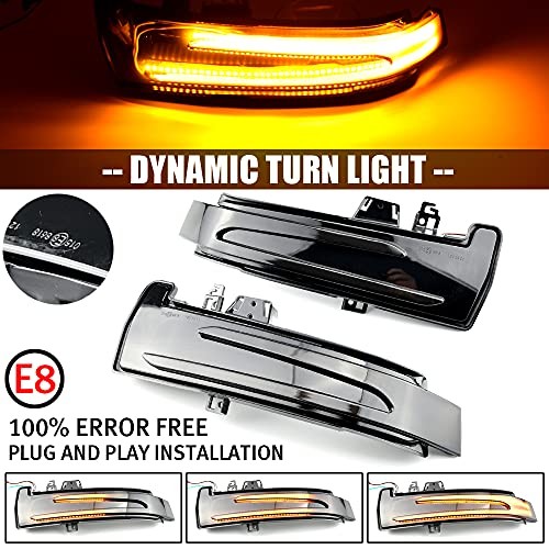 2pcs Dynamic Sequential Blink Compatible with Be-nz W204 CLA A B C E S Yellow